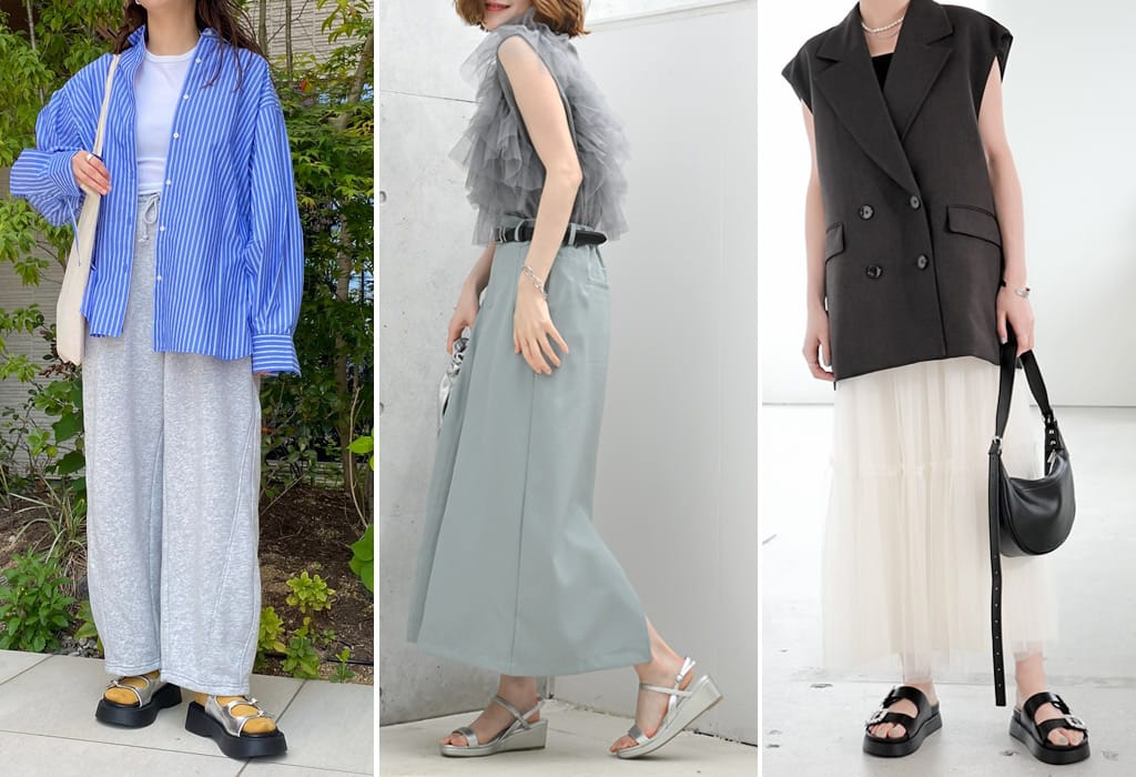厚底で美脚見え! 歩きやすさも叶える“プラットフォームサンダル”レディースコーデ術