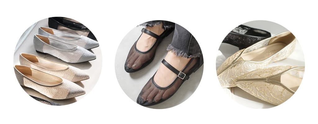 計算されたシアー感で涼しげに。『素足を見せない大人の品格』夏のメッシュ&チュールパンプス