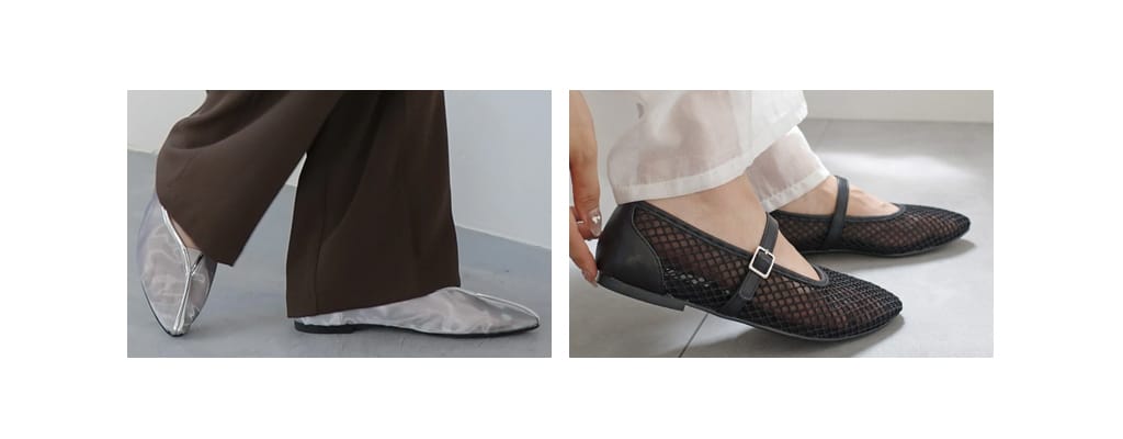 計算されたシアー感で涼しげに。『素足を見せない大人の品格』夏のメッシュ&チュールパンプス