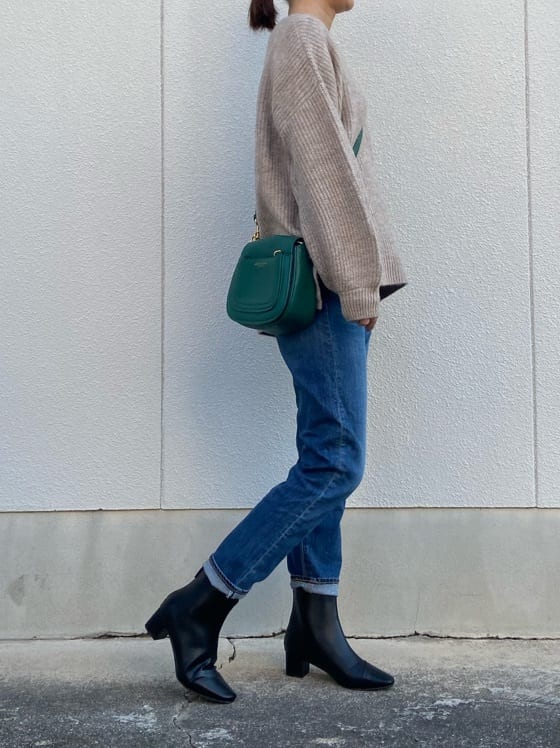 スクエアトゥバックファスナーショートブーツ レディース