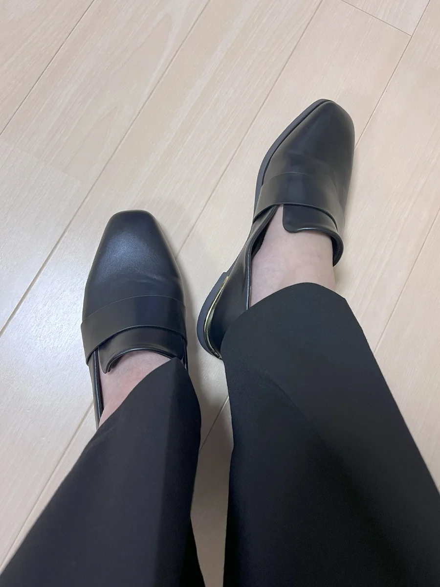 スクエアトゥ ローファー レディース