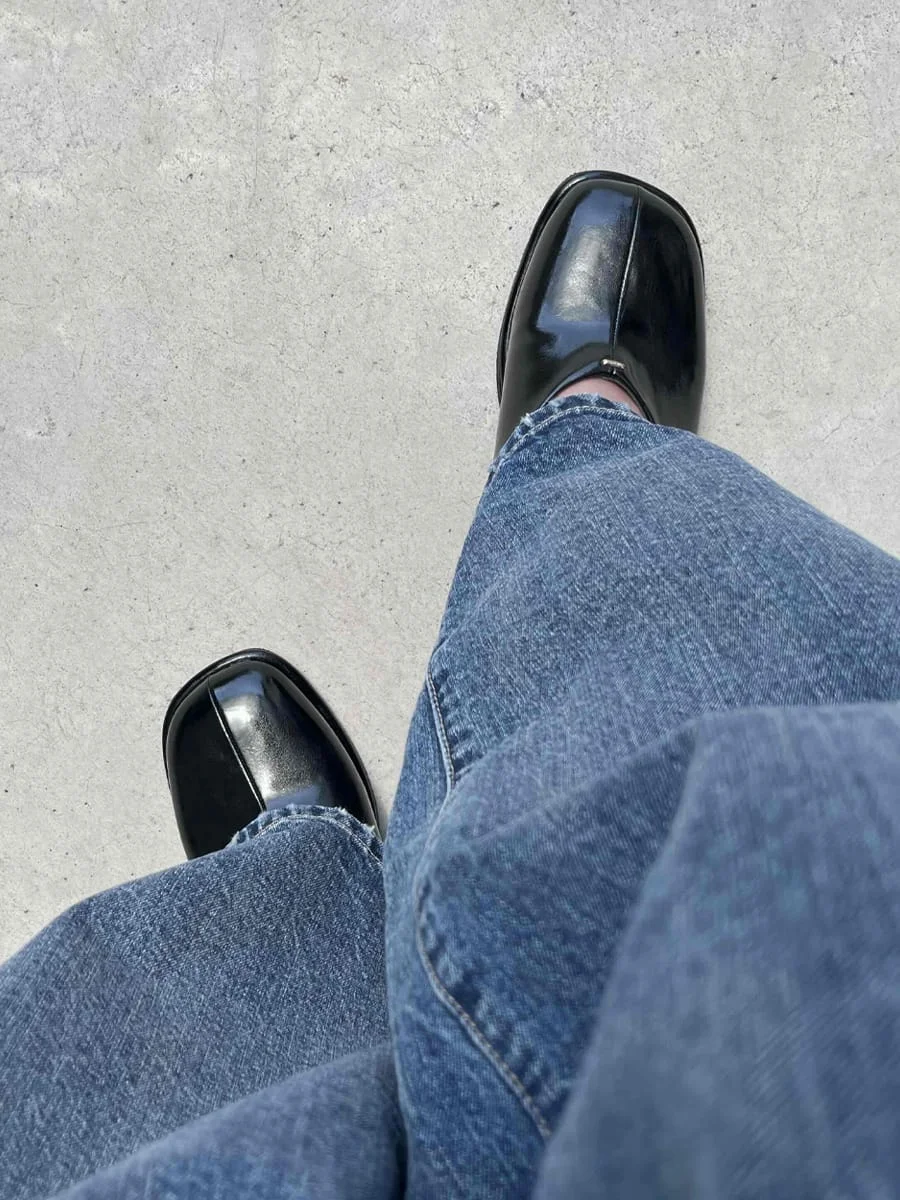 オブリークトゥ ブーティ パンプス 5cm 変形 サークルヒール レディース