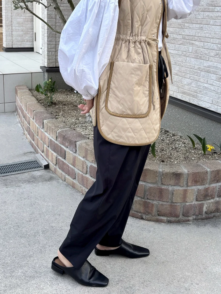 甲深 ミュール スクエアトゥ ハイバンプ レディース