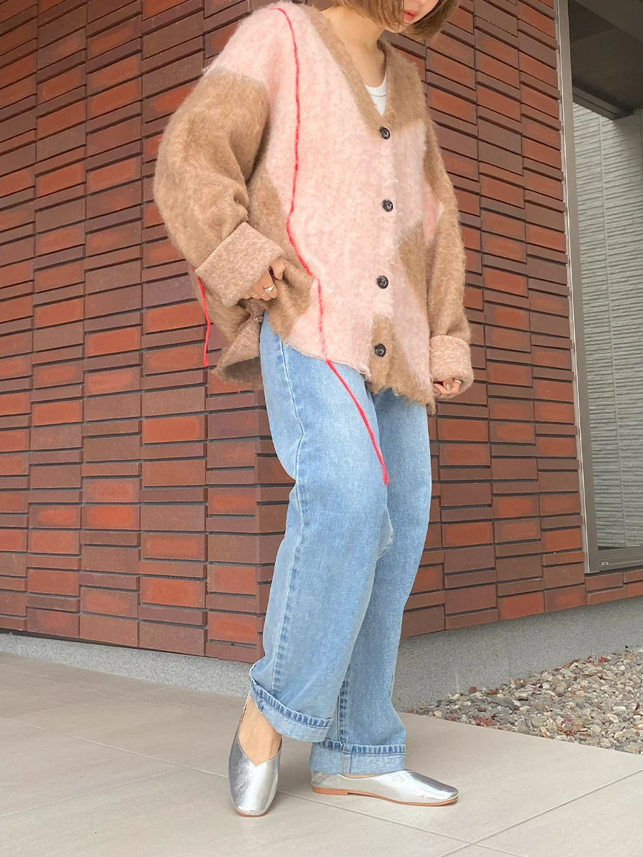 スクエアトゥ Vカット フラットパンプス レディース