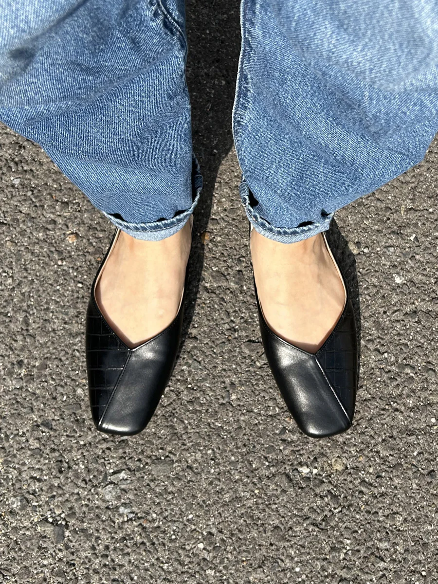 Vカットスクエアトゥパンプス レディース