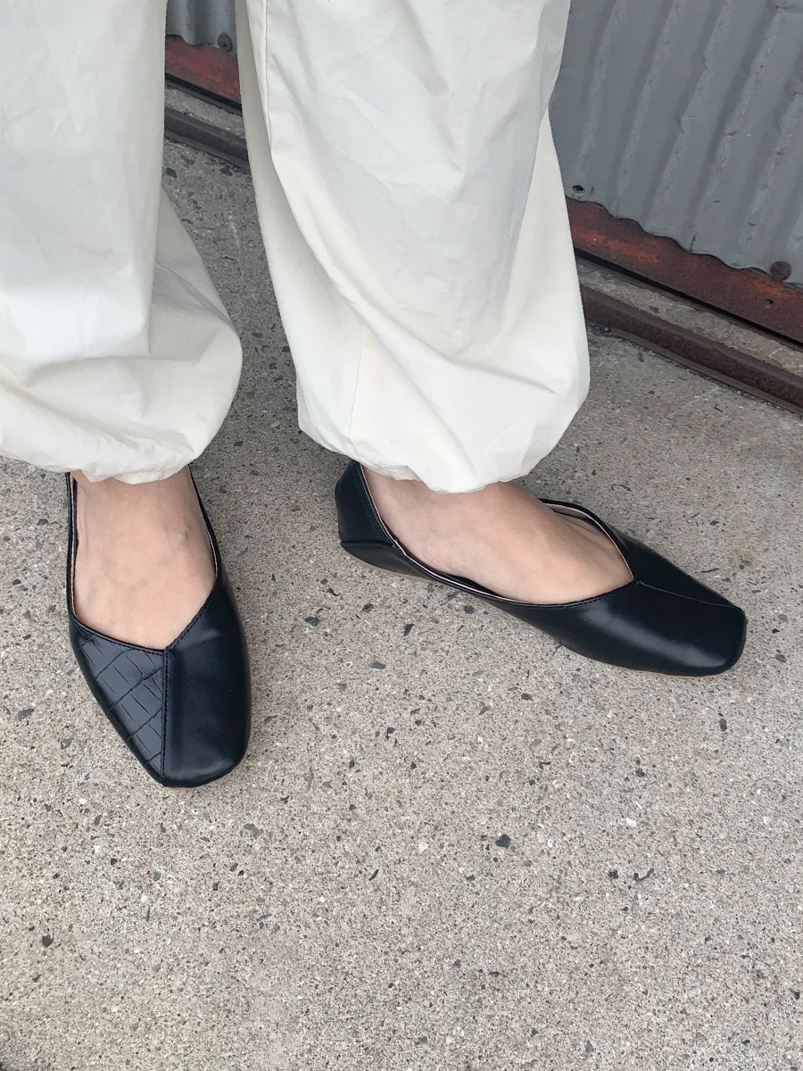 Vカットスクエアトゥパンプス レディース