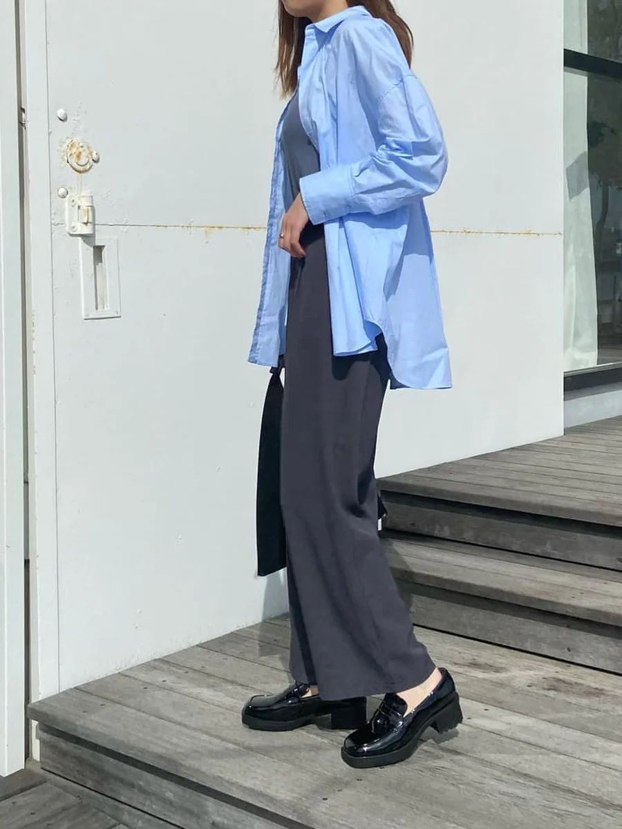 スクエアトゥ 厚底 ローファー レディース
