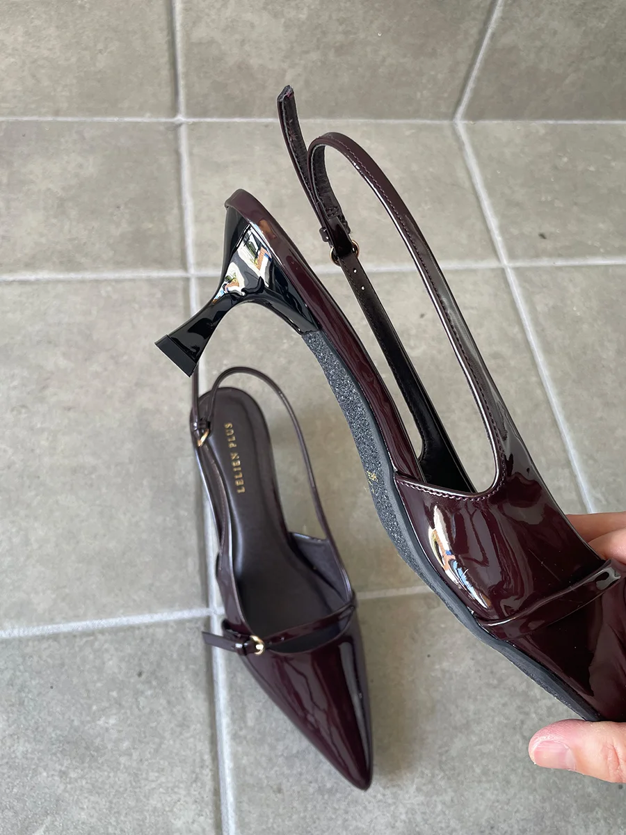 ベルト デザイン バックストラップ ミュール パンプス レディース