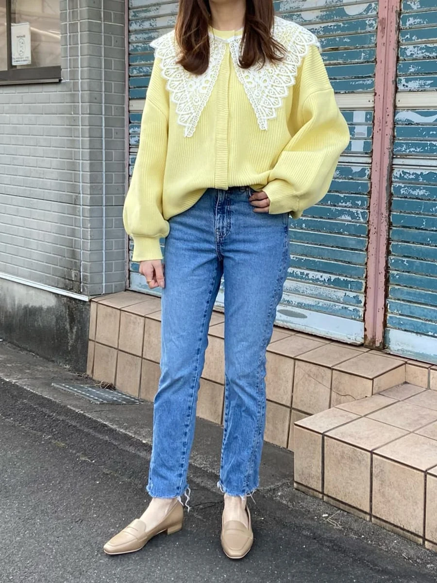 スクエアトゥ コインローファー レディース
