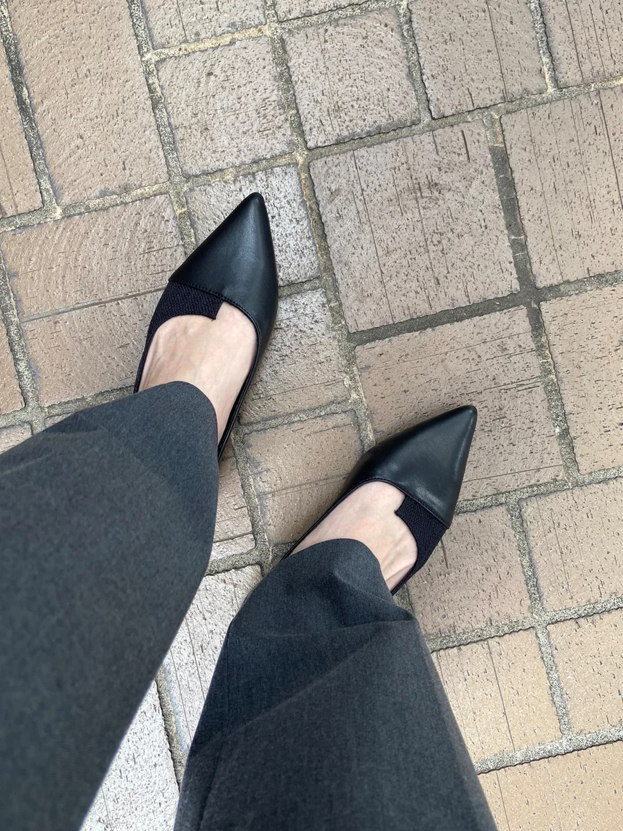 バイカラー ポインテッドトゥ パンプス レディース