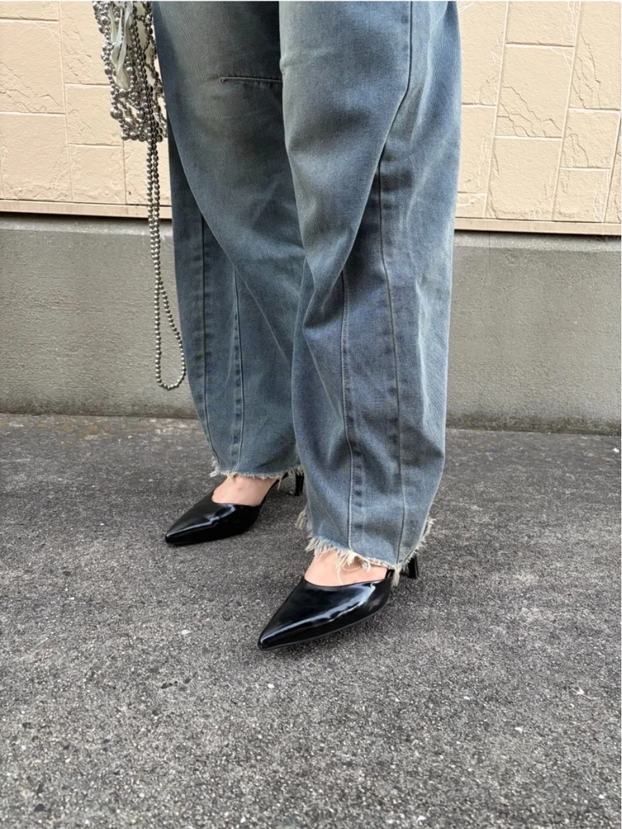 ポインテッドトゥ ミュール パンプス レディース
