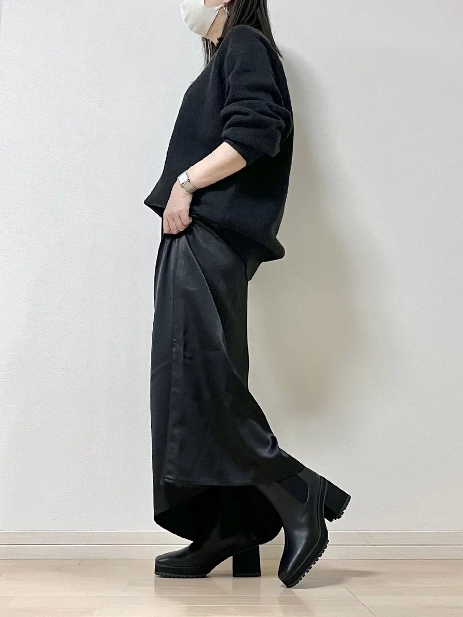スクエアトゥサイドゴアブーツ レディース
