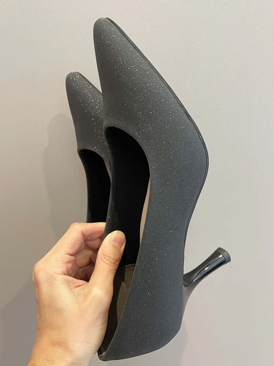ポインテッドトゥ パンプス 7cmカラーヒール 走れるパンプス 7cmヒール レディース